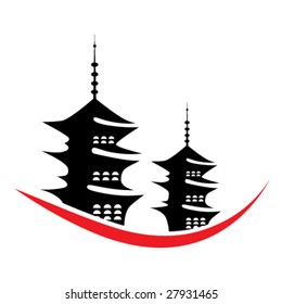 vector pagoda illustration