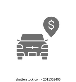 Vector paid parking, toll parking grey icon.