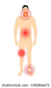 Vector pain target hurt red circle. Pain marker on body.