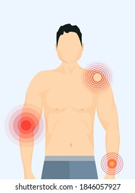 Vector pain target hurt red circle. Pain marker on body