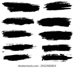Vector paint black color brush stroke collection