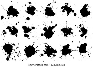 Vector paint blots set. Paint splatter pattern.