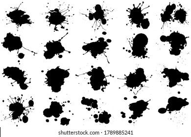 Vector paint blots set. Paint splatter pattern.