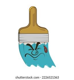 Vector of paint brush cartoon character with face expression.