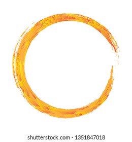 Vector paint brush circle stroke. Abstract Japanese style hand drawn ink round. Vector illustration