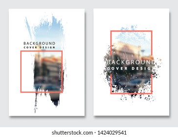 Vector paint brush clipping masks for flyer, presentation, brochure, banner, poster design. City blur background.