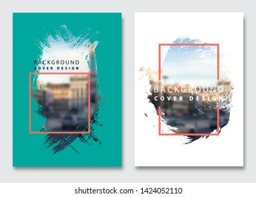 Vector paint brush clipping masks for flyer, presentation, brochure, banner, poster design. City blur background.