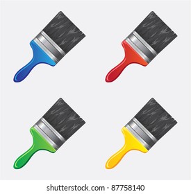 Vector Paint brush with different color of handle