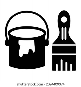 Diseño de iconos de glifo de pincel de pintura vectorial
