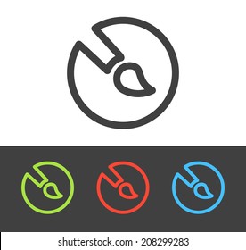 Vector paint brush icon set, line and flat design 