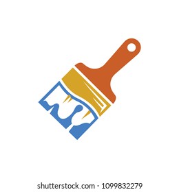 vector paint brush illustration, paintbrush symbol - decoration design - drawing tool