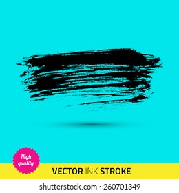 Vector paint brush. Ink stroke, paint splash. Grunge watercolor broad brush stroke. With color abstract background. Very good details. 