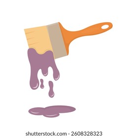 vector of paint brush and paint melting and dripping down from the brush