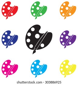 vector paint brush and palette colorful