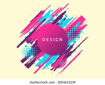 Diseño de plantilla de promoción de pincel de pintura vectorial, pancarta de venta geométrica de colores.