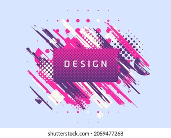 Diseño de plantilla de promoción de pincel de pintura vectorial, pancarta de venta geométrica de colores.