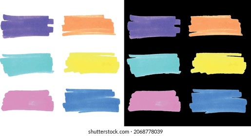 Vector paint brush spots, hand painted backgrounds, set of watercolor dabs. For banner, tag or label watercolor backgrounds band.