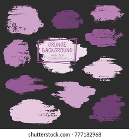 Vector paint brush spots, hand painted backgrounds, set of watercolor dabs, ink splashes design. Brush stroke rough painted elements, splats, stains. Banner, tag or label watercolor backgrounds band.