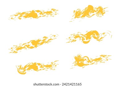Razo del pincel de pintura vectorial, bandeja de tinta y conjunto de elementos de diseño artístico. Sensación de textura sucia de color de agua. Icono de dibujo cómico.