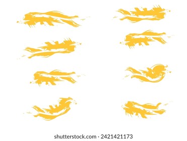 Vector paint brush stroke, ink splatter and artistic design elements set. Dirty watercolor texture splash. Comic drawing stroke.