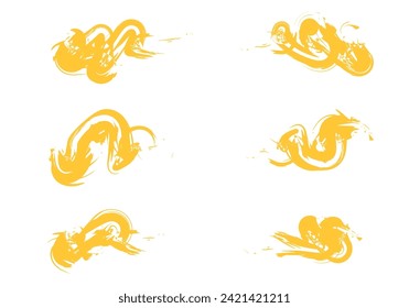 Image vectorielle trait de pinceau, éclaboussures d'encre et ensemble d'éléments de design artistique. Splash de texture à l'aquarelle sale. Barrage de dessin humoristique.