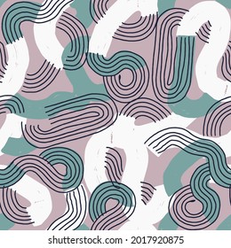 Vector paint brush stroke and line illustration seamless repeat pattern digital artwork home decor print fashion fabric textile