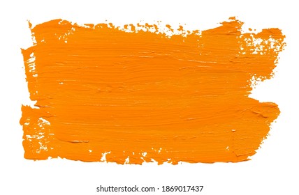 Vector paint brush stroke texture isolated on white - orange acrylic element for Your design