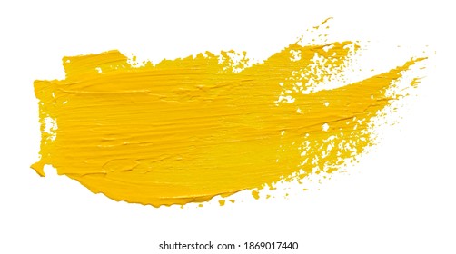 Vector paint brush stroke texture isolated on white - yellow acrylic element for Your design