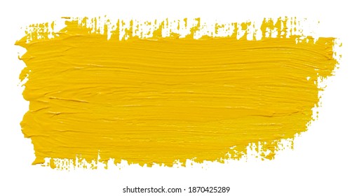 Vector paint brush stroke texture isolated on white - yellow acrylic element for Your design