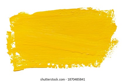 Vector paint brush stroke texture isolated on white - yellow acrylic element for Your design