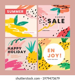 Vector paint brush for summer flyer, holidays brochure, banner, poster design. Hand painted summer illustration. 