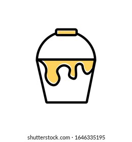 Vector Paint Bucket filled outline icon. House repair symbol. Flat vector open paint bucket illustration for web site or mobile app