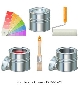 Vector Paint Can and Brush Icons