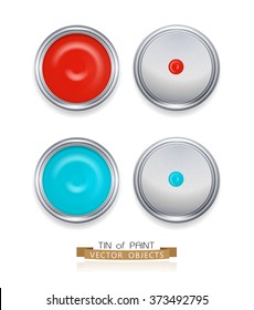 vector paint cans isolated on white background (top view)