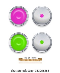 vector paint cans isolated on white background (top view)