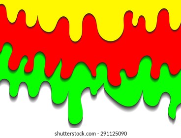 Vector : Paint dripping and shadow on white background