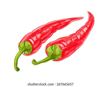 vector paint hand drawn picture of hot peppers
