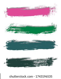 Vector paint, ink brush stroke, brush, line or texture. Dirty artistic design element, box, frame or background for text. Colorful vector watercolor brush strokes paint black background