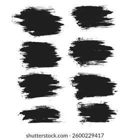 Vector paint ink collection of black color brush stroke illustration