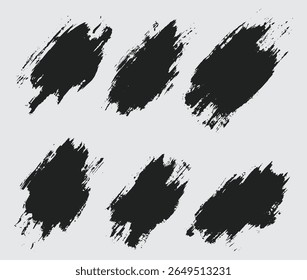 Vector paint ink splatter editable black brush stroke frame background design set