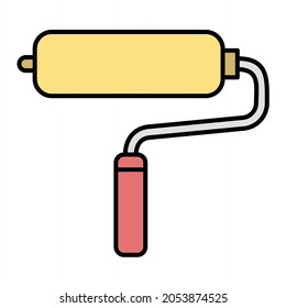  Vector Paint Roller Filled Outline Icon Design
