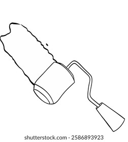 Vector paint roller Graphic line isolated Tool for wall painting, drawing. 
