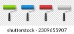 Vector paint roller. Paint roller png. Tool for wall painting, drawing. Multi-colored paint rollers png. Construction Materials.