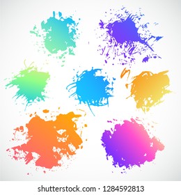 Vector paint splashes drops isolated watercolor stains