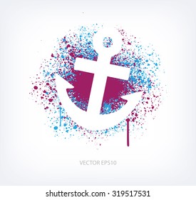 Vector paint splatter design - fisherman's anchor icon