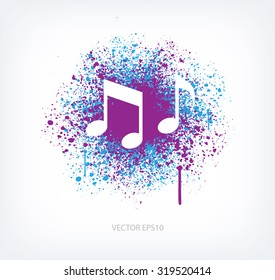Vector paint splatter design - musical notes icon