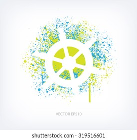 Vector paint splatter design - ship's helm icon