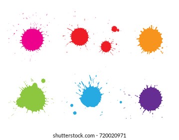 Vector paint splatters.Set of color splashes.