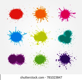 Vector paint splatters.Colorful paint splashes.