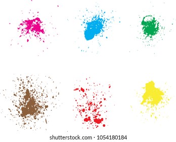 Vector paint splatters.Colorful splashes set. 
